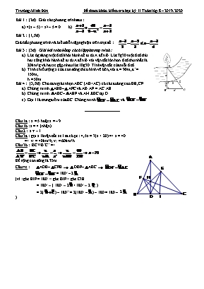Đề tham khảo kiểm tra học kì II môn Toán Lớp 8 - Năm học 2019-2020 - Trường THCS Minh Đức